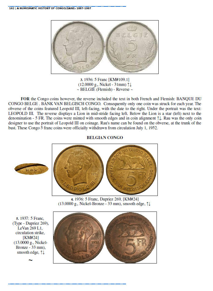 NUMISMATIC HISTORY OF THE CONGO-ZAIRE: 1887-1997, Chapters 9-12, page samples