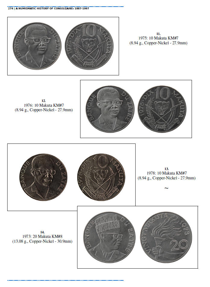 NUMISMATIC HISTORY OF THE CONGO-ZAIRE: 1887-1997, Chapters 17-20, page samples